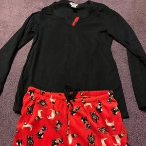 Ladies fleece dog pattern pajamas